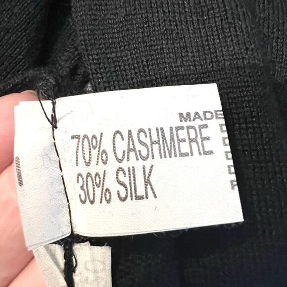 Bergdorf Goodman Black Cashmere Silk Turtleneck Sweater Womens Large - Picture 5 of 6